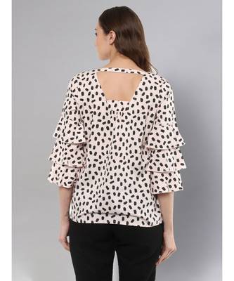 Baby Pink Printed Top With Frill Sleeves 4