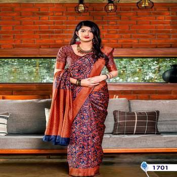Multicolor woven banarasi silk saree with blouse 1