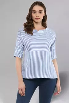 Blue- White Striped Top