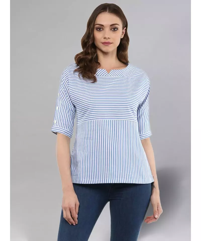 Blue- White Striped Top