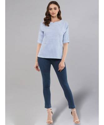 Blue- White Striped Top 2