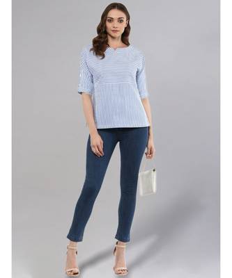 Blue- White Striped Top 3