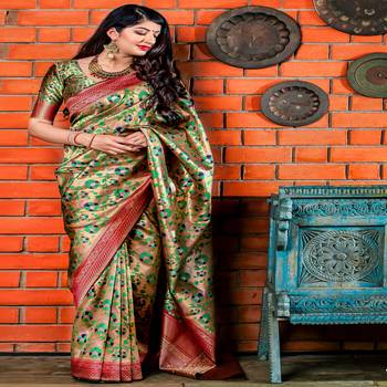 Silver woven banarasi silk saree with blouse 1