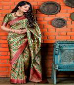 Silver woven banarasi silk saree with blouse