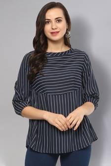 Navy Blue Striped Top