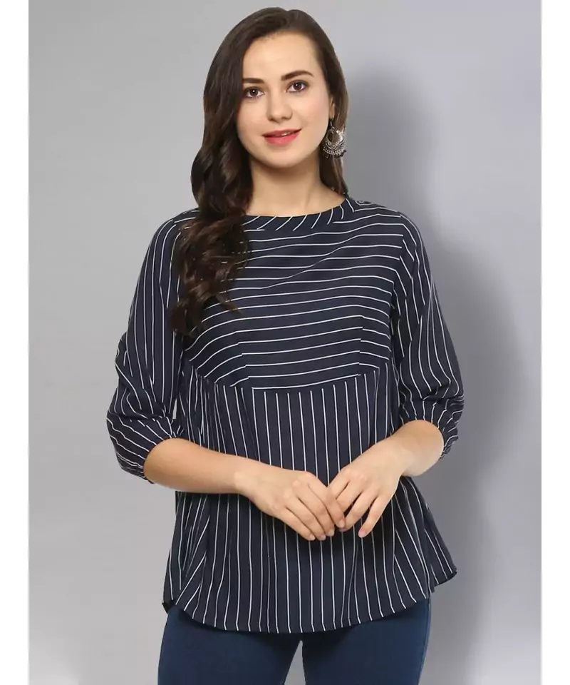 Navy Blue Striped Top
