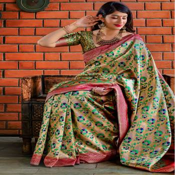 Silver woven banarasi silk saree with blouse 2