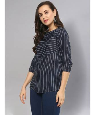 Navy Blue Striped Top 4