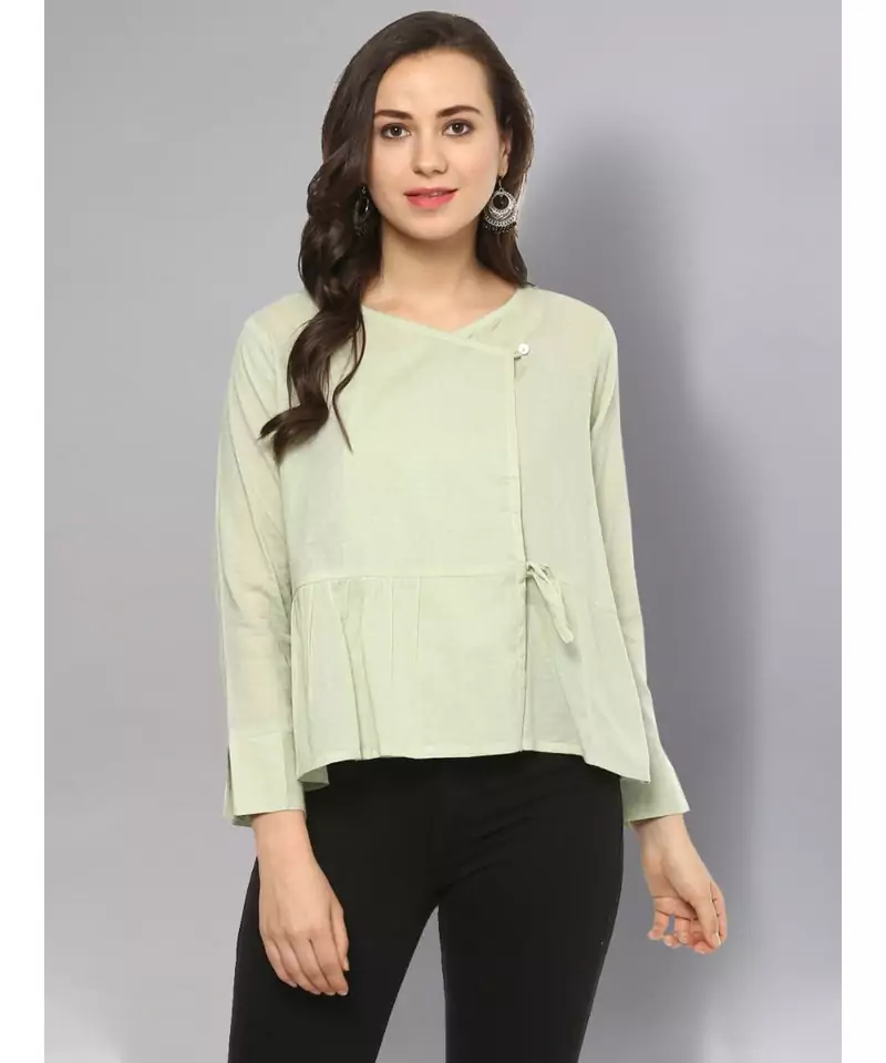 Sage Green Angrakha Top