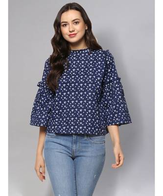 Navy Blue Printed Top 1
