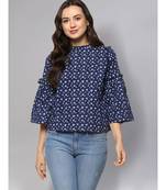 Navy Blue Printed Top