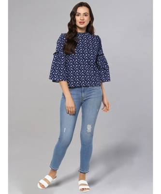 Navy Blue Printed Top 2