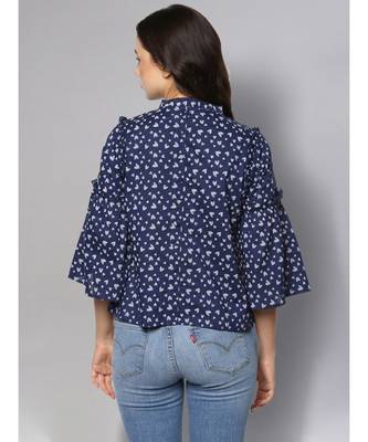 Navy Blue Printed Top 3