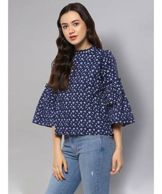 Navy Blue Printed Top 4
