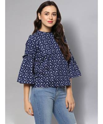 Navy Blue Printed Top 5