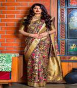 Multicolor woven banarasi silk saree with blouse