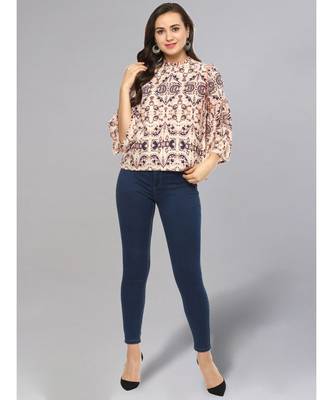 Multi Color Damask Print Top 2