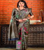 Multicolor woven banarasi silk saree with blouse