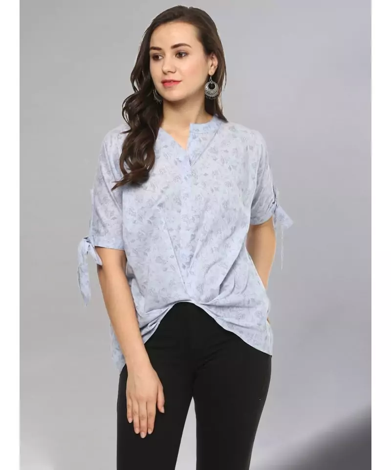 Sky Blue Printed Top