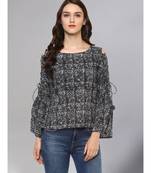 Grey & Black Printed Top