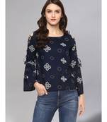 Navy Blue Printed Top