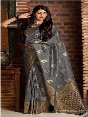 Multicolor woven banarasi silk saree with blouse 2