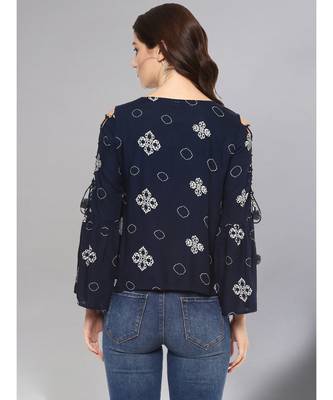 Navy Blue Printed Top 3