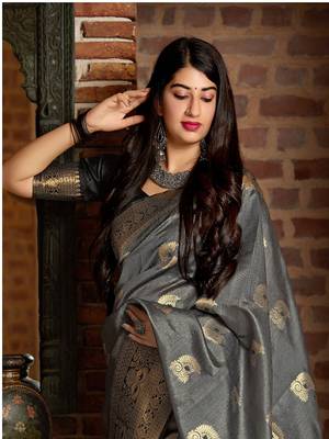 Multicolor woven banarasi silk saree with blouse 3