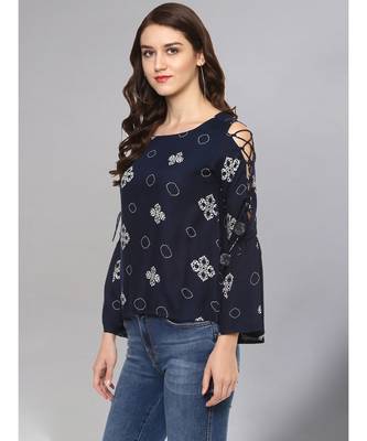 Navy Blue Printed Top 4