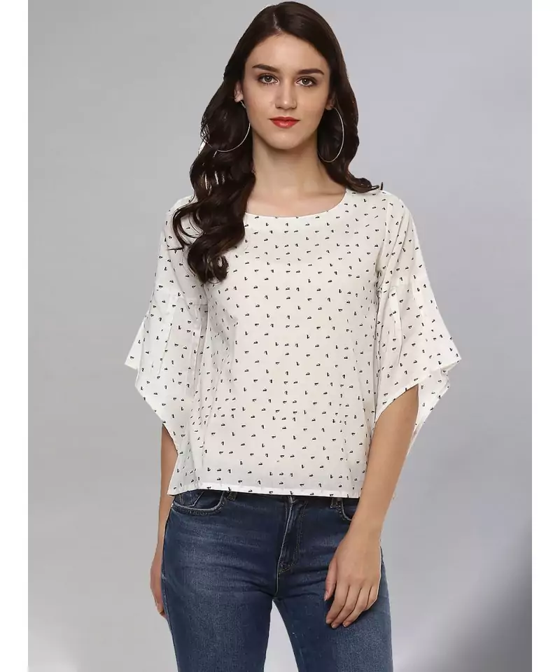 Printed White Top
