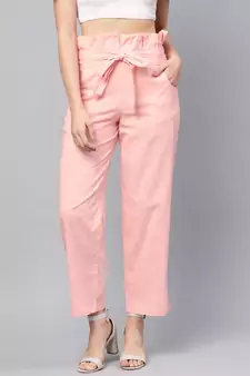 Baby Pink Solid Trousers