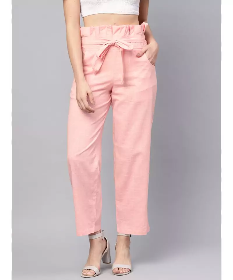 Baby Pink Solid Trousers