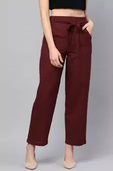 Maroon Solid Trousers