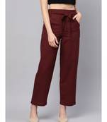 Maroon Solid Trousers