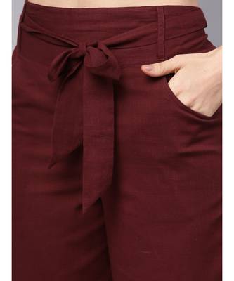 Maroon Solid Trousers 4