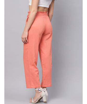 Peach Solid Trousers 3