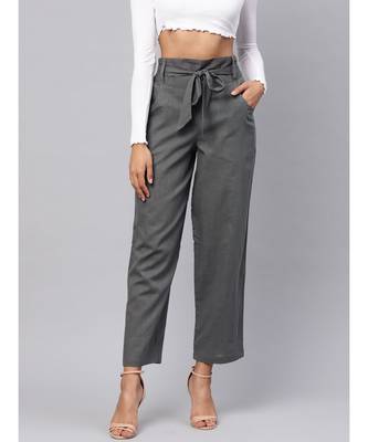Grey Solid Trousers 1