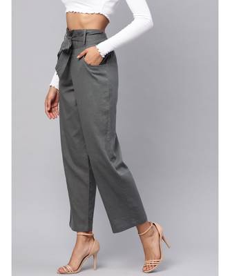 Grey Solid Trousers 2