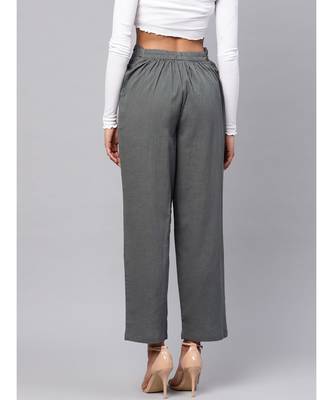 Grey Solid Trousers 3