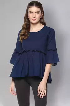 Navy Blue Flared Top