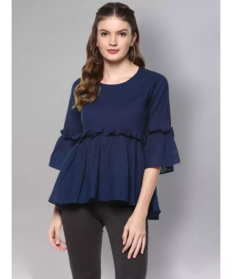 Navy Blue Flared Top