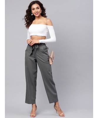 Grey Solid Trousers 4