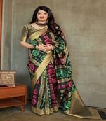 Black woven banarasi silk saree with blouse