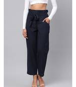 Navy Blue Solid Trousers