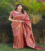 Multicolor woven banarasi silk saree with blouse