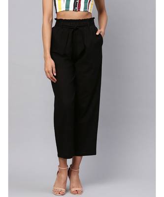 Black Solid Trousers 1