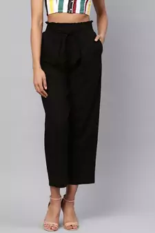Black Solid Trousers