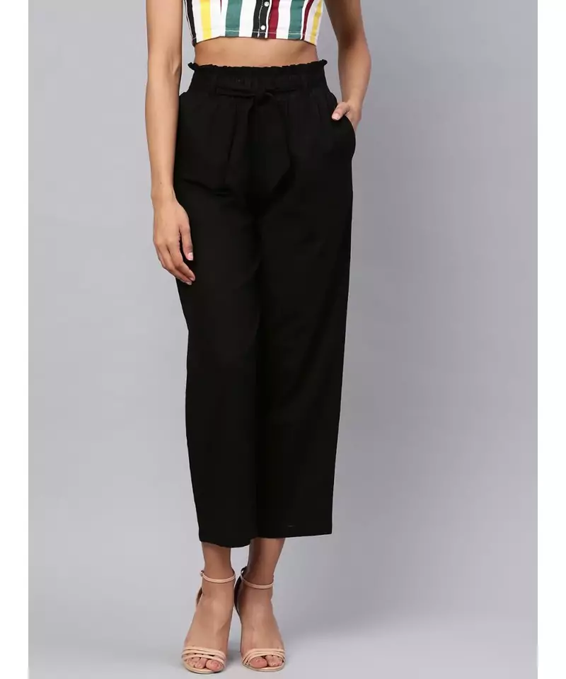 Black Solid Trousers
