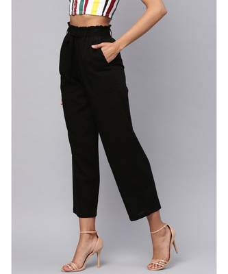 Black Solid Trousers 3