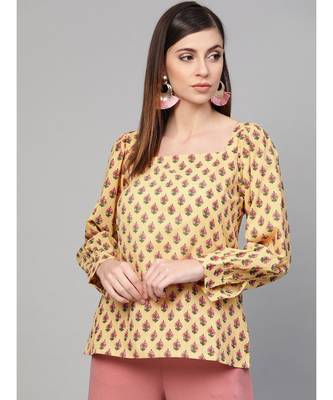 Lime Yellow Printed Top 1